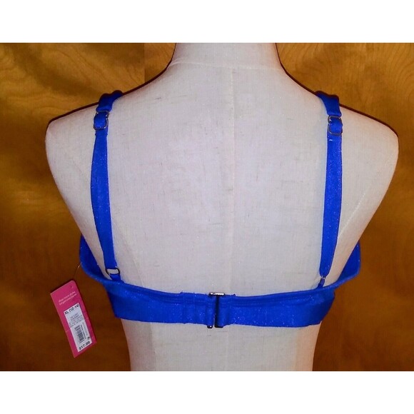 Xhilaration Women's Juniors' Swim Metallic Bralette Bikini Top, Blue Adjustable - Picture 3 of 16